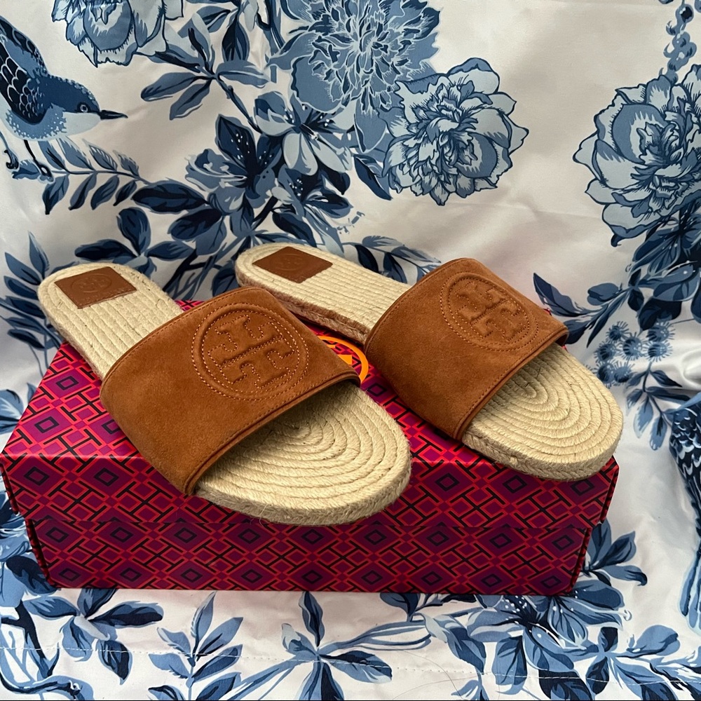 Tory Burch Benton Open Toe Espadrille Sandal Slide 9.5